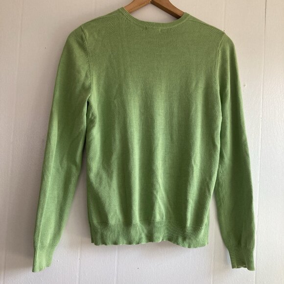 Vintage Y2K Izod Cotton Sweater academia preppy green argyle Sz M - Picture 4 of 7